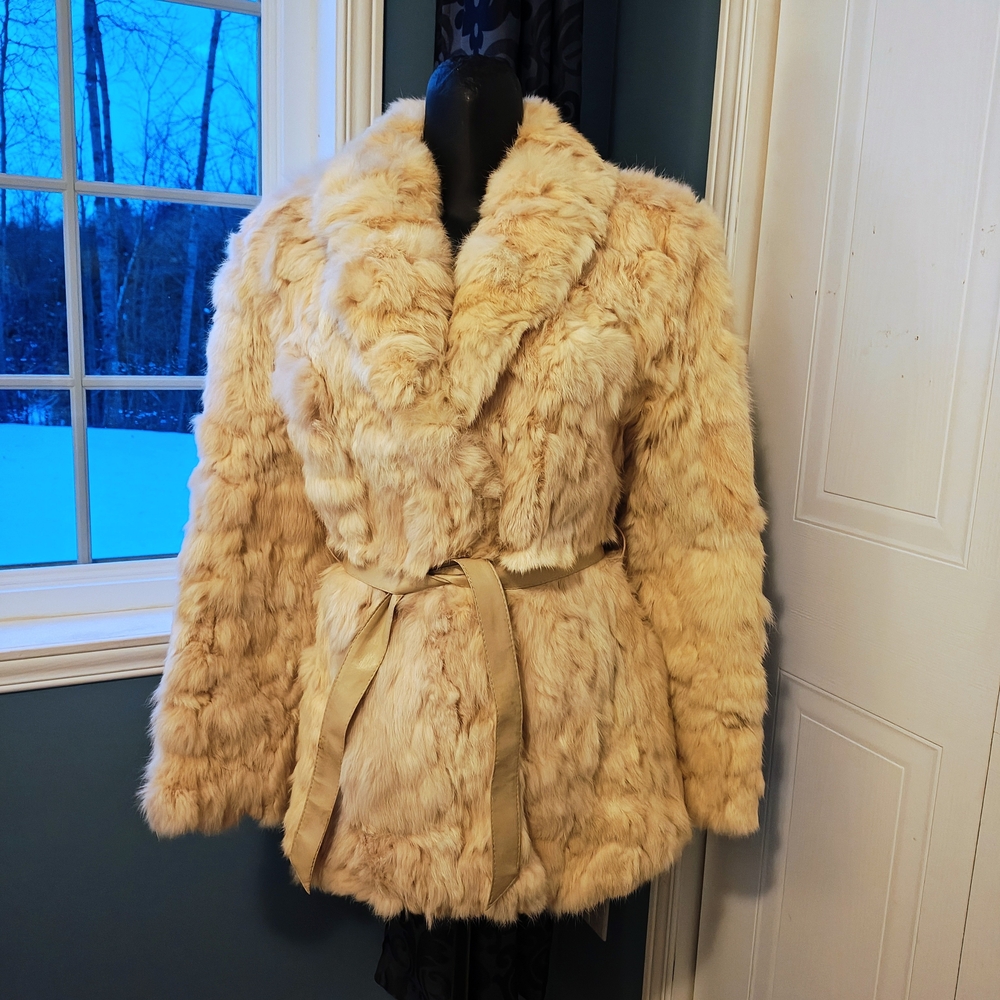 Vintage Cream Rabbit Fur Coat